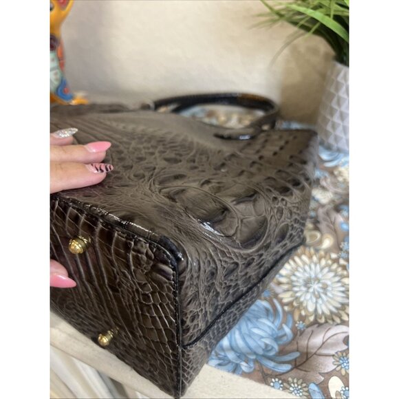 Brahmin Black And Brown Large Shoulder Tote Bag Carry All Travel - Picture 5 of 16